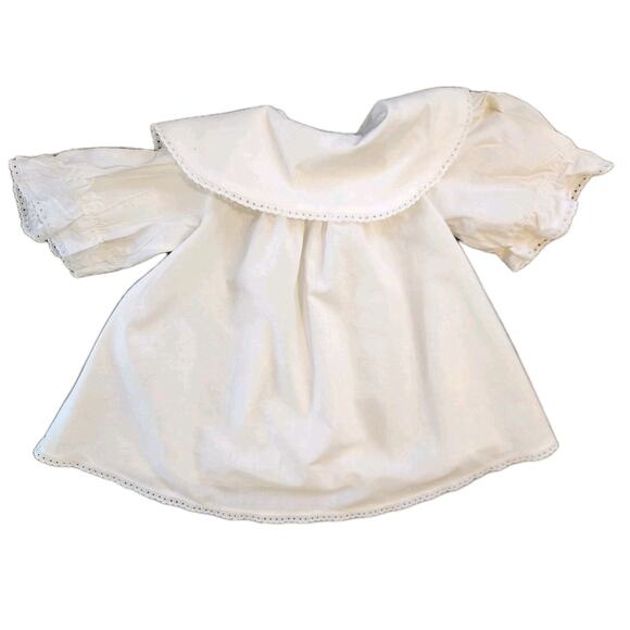 Vtg Baby Christening Dress & Bonnet Baptism Lace Trim Puritan Collar Handmade - Picture 4 of 13
